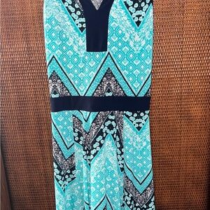Enfocus Studio Teal and Navy Patterned Dress